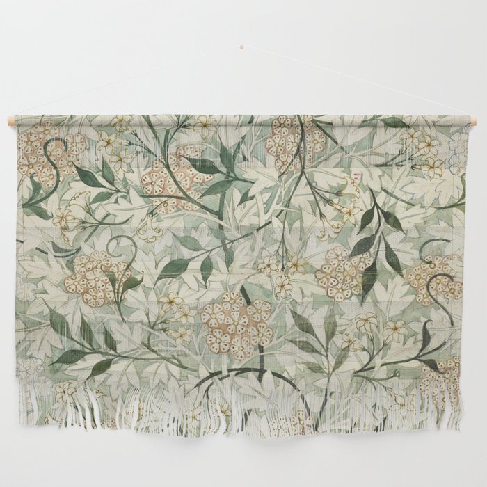 Shabby vintage ivory green rustic floral pattern Wall Hanging