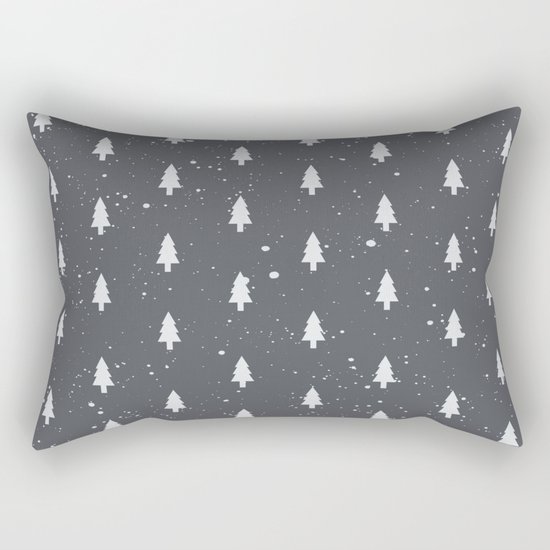 Christmas Trees Pattern Grey Rectangular Pillow