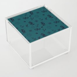 Teal Blue And Blue Silhouettes Of Vintage Nautical Pattern Acrylic Box