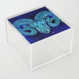 Astrology Horoscope Aries Zodiac Blue Acrylic Box