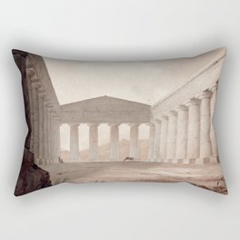 Vue du temple de Segeste - Joseph Frédéric Debacq Rectangular Pillow