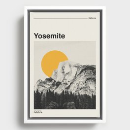 Retro Travel Poster, Yosemite National Park Collage Framed Canvas