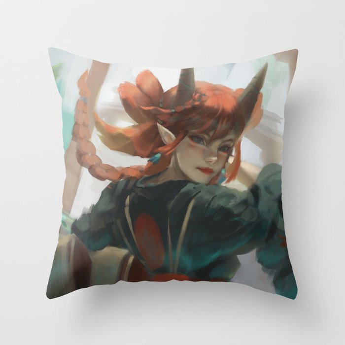 Redhead Demon Throw Pillow