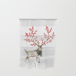 Rudolph the Winterberry Antler'd Reindeer Wall Hanging