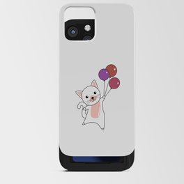 Cat Flies Up With Colorful Balloons iPhone Card Case