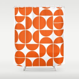 Mid Century Modern Geometric 04 Orange Shower Curtain