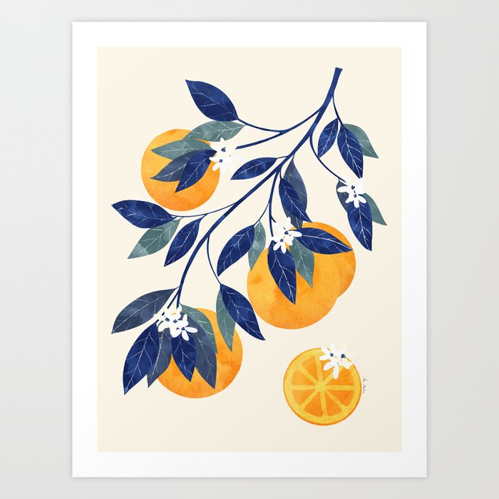 Mediterranean orange branch Art Print