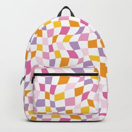 Colorful Wavy Checkerboard Pattern-Y2K Aesthetic Backpack