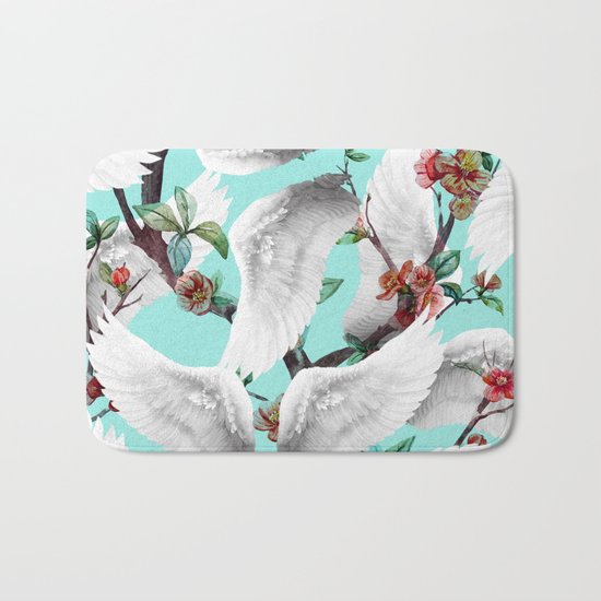 tropical wings flowers Bath Mat