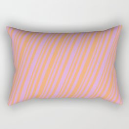 [ Thumbnail: Plum & Brown Colored Stripes/Lines Pattern Rectangular Pillow ]