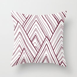 Stripe Mountains - Maroon Throw Pillow