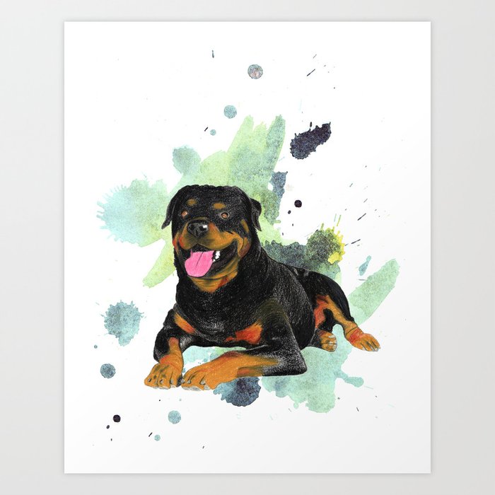 Rottweiler happy Art Print
