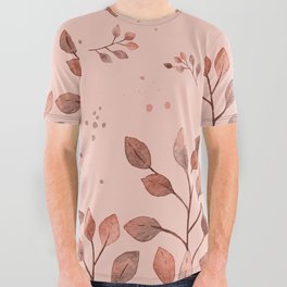 Watercolor Leaves 3 All Over Graphic Tee