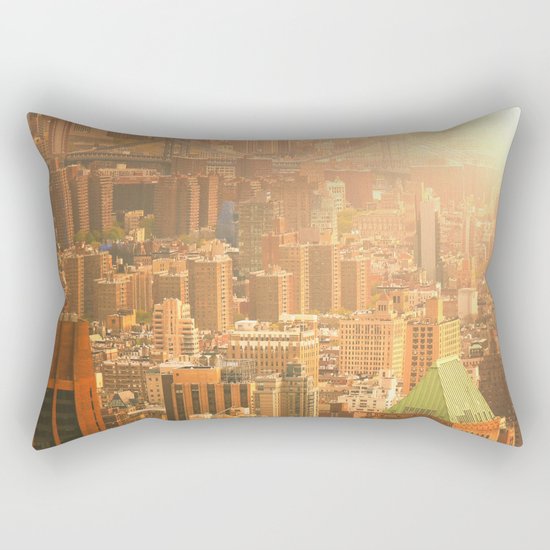 New York City Skyline Rooftops Rectangular Pillow
