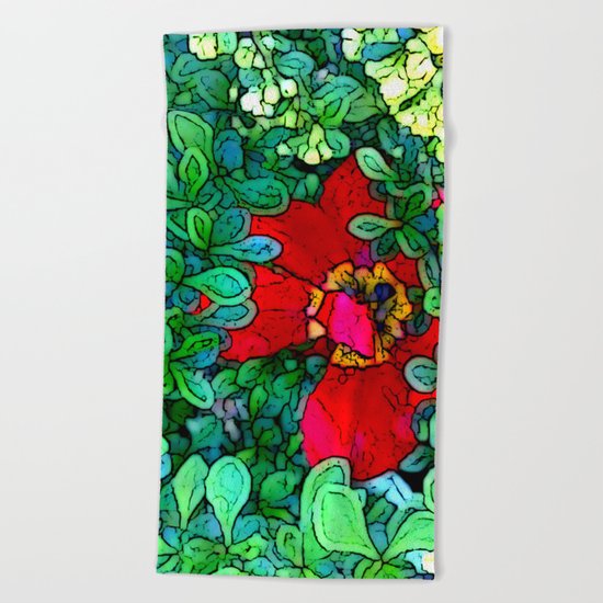 Shy Tulip Hiding Beach Towel