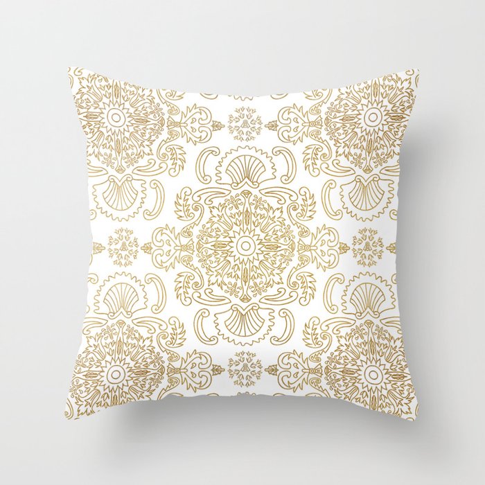 Rococo Filigree Motif // Luxe White Throw Pillow