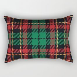 Red, Green, Gold and Black Christmas Plaid Pattern Rectangular Pillow