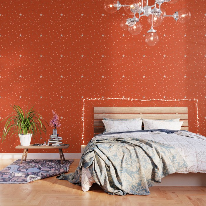 Orange Star With Fabric Texture Narwhal Collection Wallpaper By Susycosta Society6