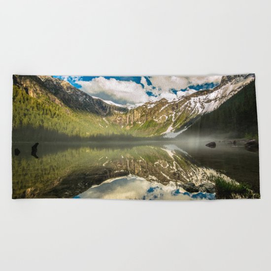 Mountains Reflection Beach Towel
