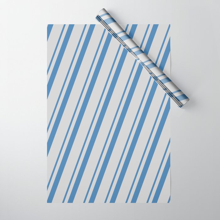 Blue & Light Gray Colored Striped/Lined Pattern Wrapping Paper