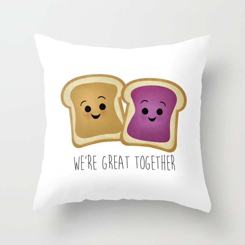 We Re Great Together Peanut Butter Jelly Throw Pillow By