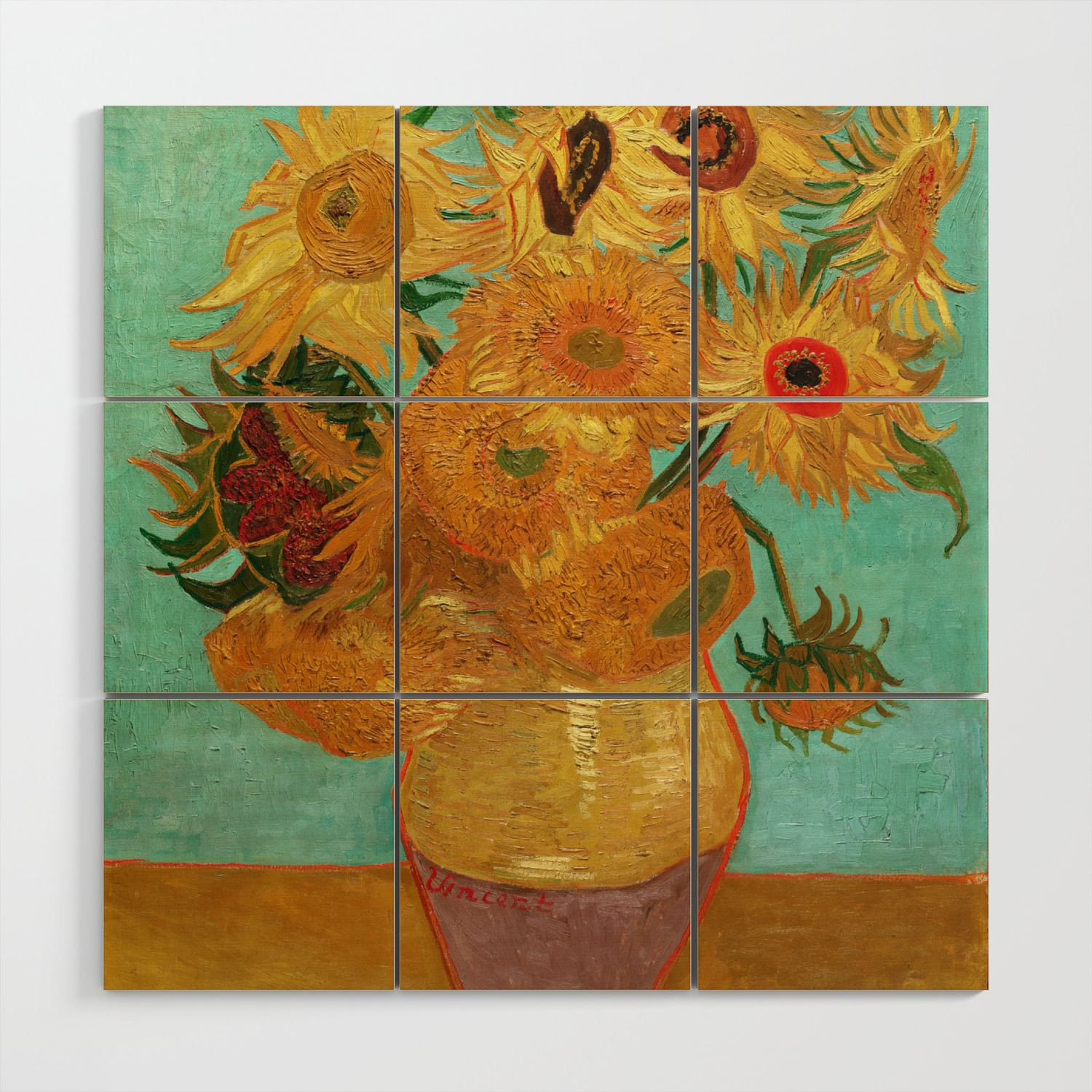 Vincent Van Gogh Twelve Sunflowers In A Vase Wood Wall Art By
