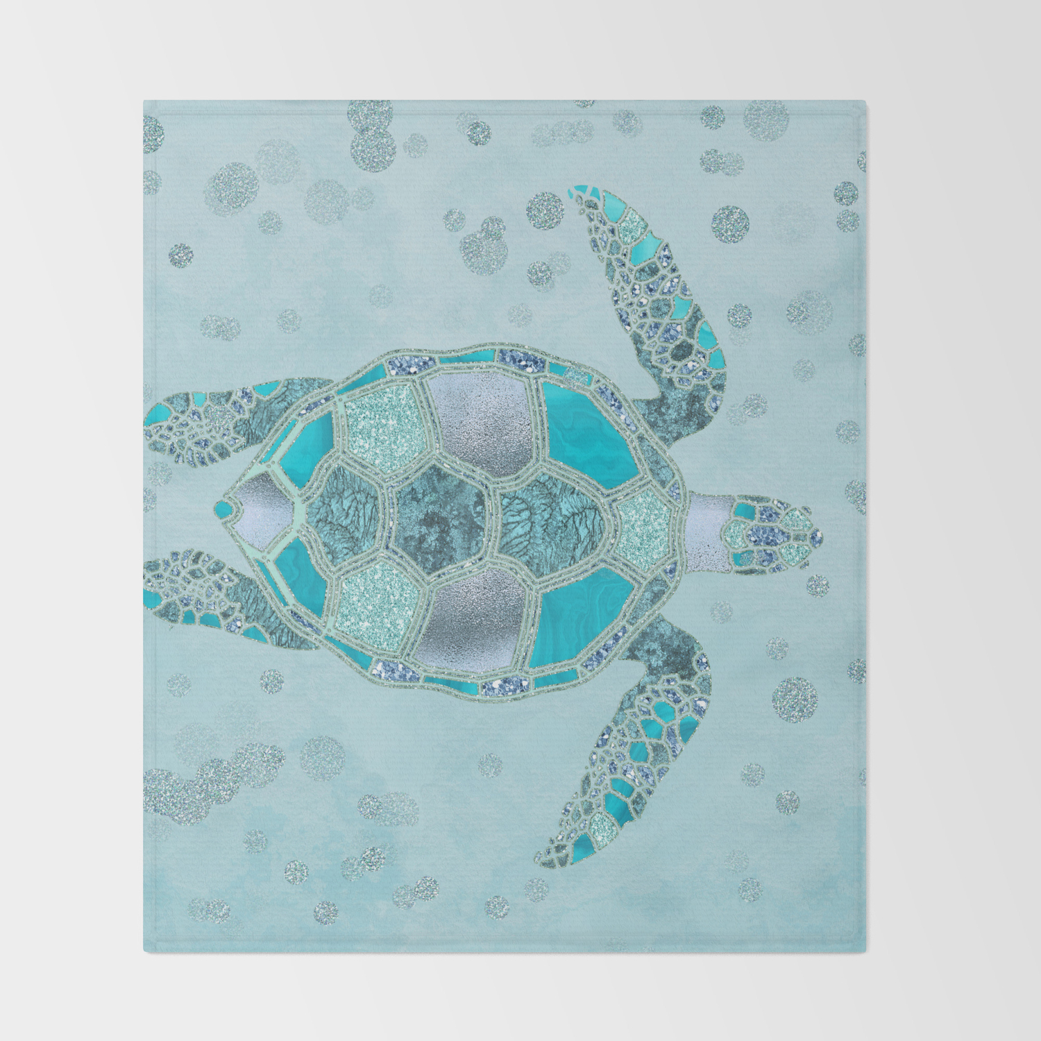 Sea Turtle Aqua Throw Blanket