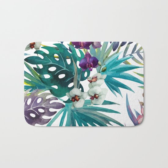 Tropical Floral Pattern 04 Bath Mat
