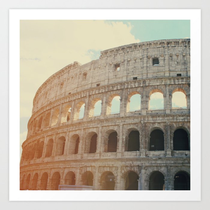 Italy Photography - The Sun Shining At The Colosseum Art Print
