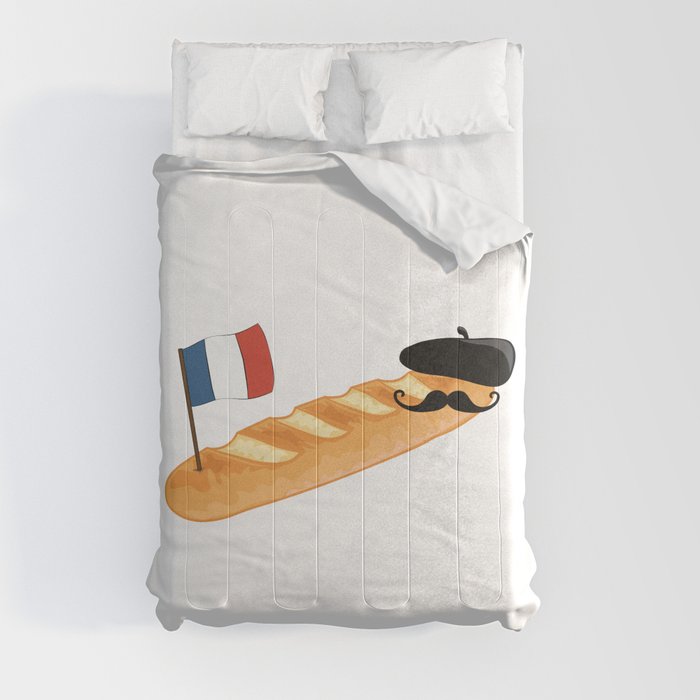 French Baguette Moustache - Funny French Food Comforter