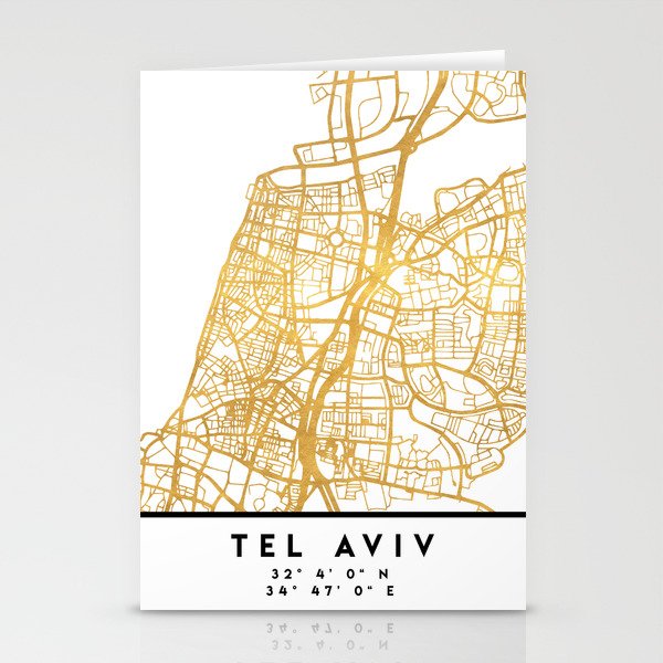 TEL AVIV ISRAEL CITY STREET MAP ART Stationery Cards