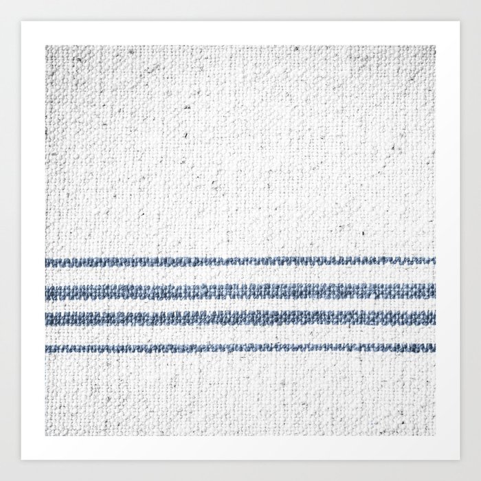 Farmhouse Grain Sack - Stormy Blue Stripes Art Print