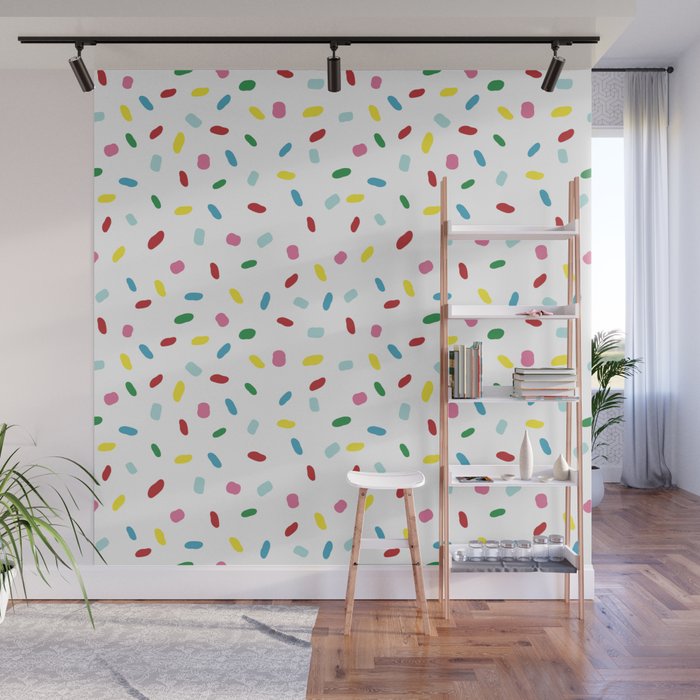 Sweet glazed, with colorful sprinkles on white melting icing Wall Mural