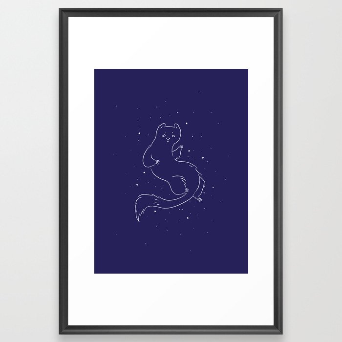 Arctic ferret in a winter starry night Framed Art Print