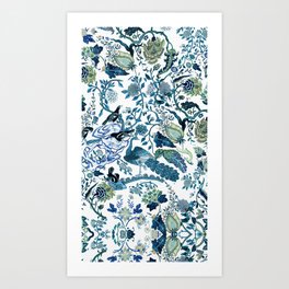 Blue vintage chinoiserie flora Art Print