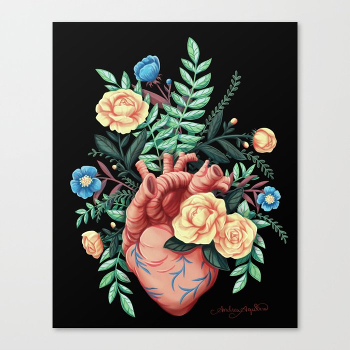 Floral Heart Painting Canvas Print
