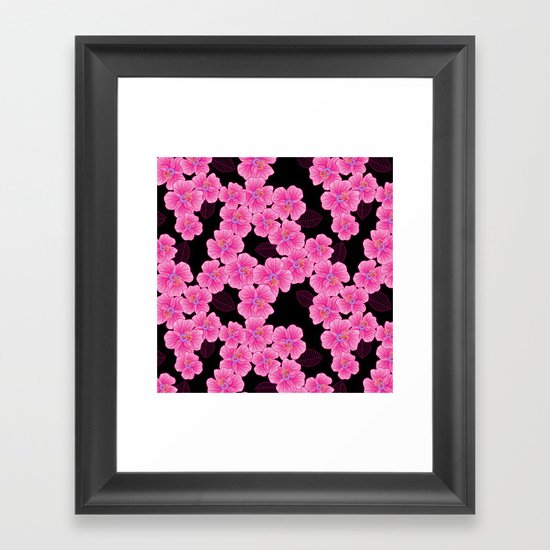 "pink on black" Framed Art Print