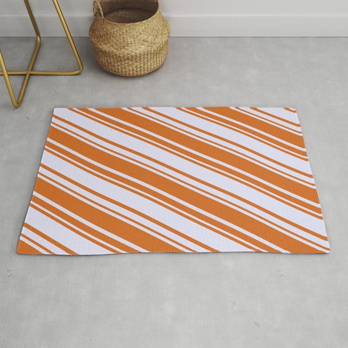 Chocolate & Lavender Colored Lined/Striped Pattern Rug