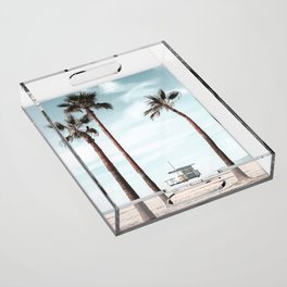 Lifeguard Tower California Beach Palm Trees Acrylic Tray