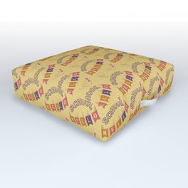 Seamless pattern hello school typography on a yellow background Outdoor Floor Cushion