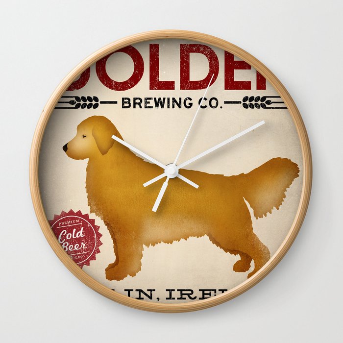 Golden Retriever Brewing Wall Clock