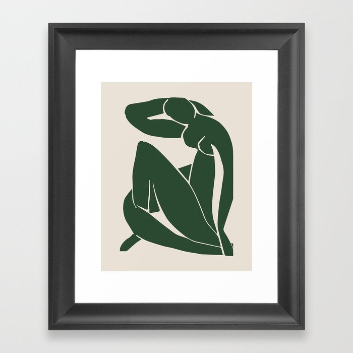 Matisse Abstract Nude II, Forest Green, Mid Century Art Decor Framed Art Print
