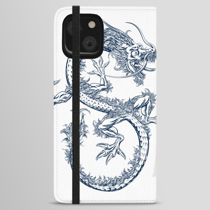 Nature Dragon Japanese style art with chops iPhone Wallet Case
