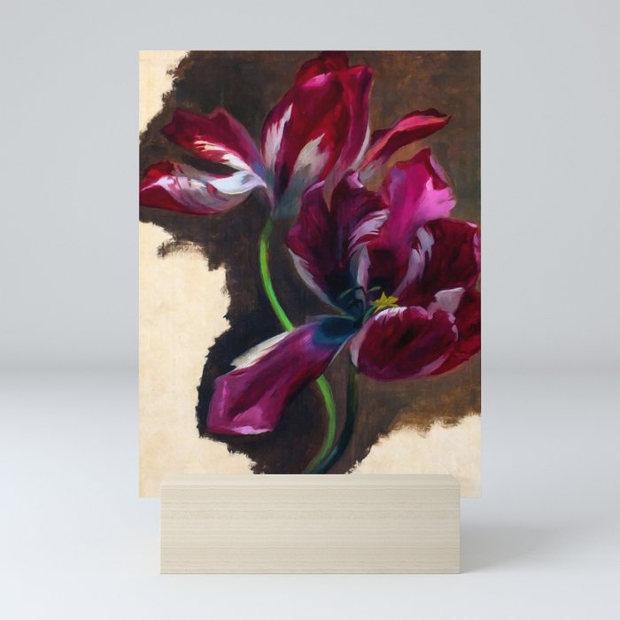 Study of a tulip in amethyst purple still life portrait floral painting for living room, kitchen, dinning room, bedroom home wall decor Mini Art Print