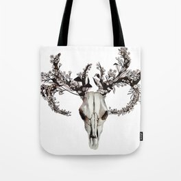 deer skull with flower crown Tote Bag