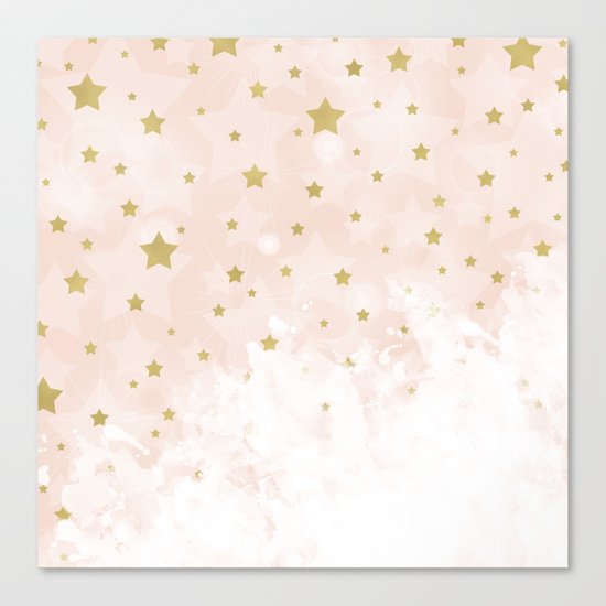 Gold stars on blush pink Canvas Print