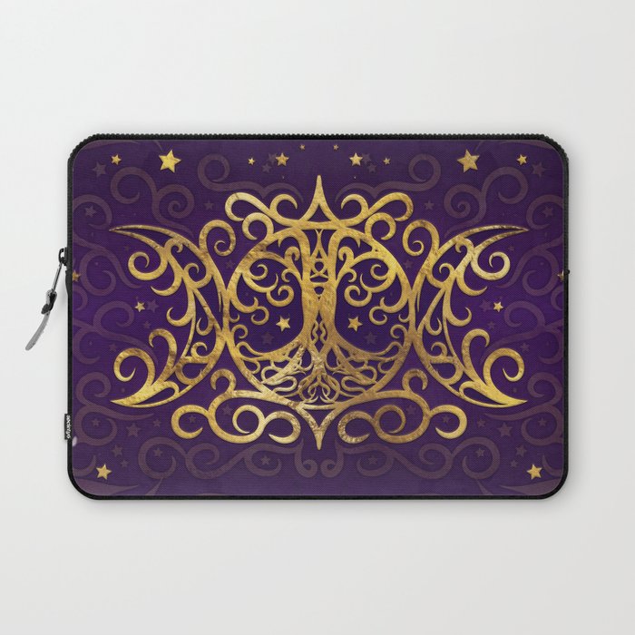 Triple Moon - Triple Goddess Gold and Purple Laptop Sleeve