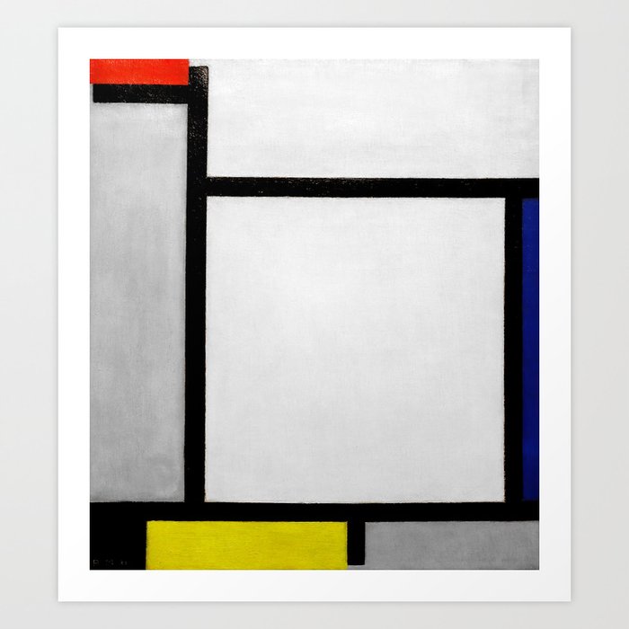 Piet Mondrian (1872-1944) - COMPOSITION WITH RED, BLUE, BLACK, YELLOW AND GRAY - 1921 - De Stijl (Neoplasticism), Geometric Abstraction - Oil on canvas - Digitally Enhanced Version - Art Print