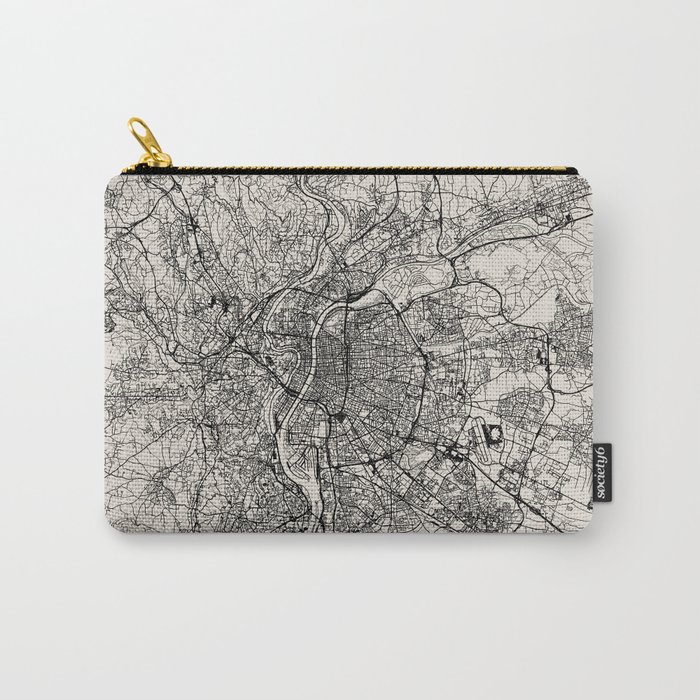 Lyon in France - Black&White Map Carry-All Pouch