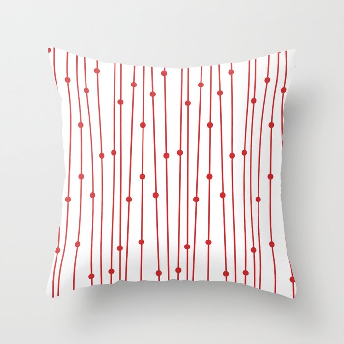 Red White Vertical Stripe Polka Dot Pattern Pairs Coloro 2022 Popular Color Red Glow 013-43-37 Throw Pillow